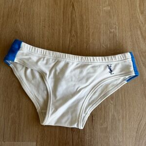 Saint Laurent Cream and Blue Swim Bikini